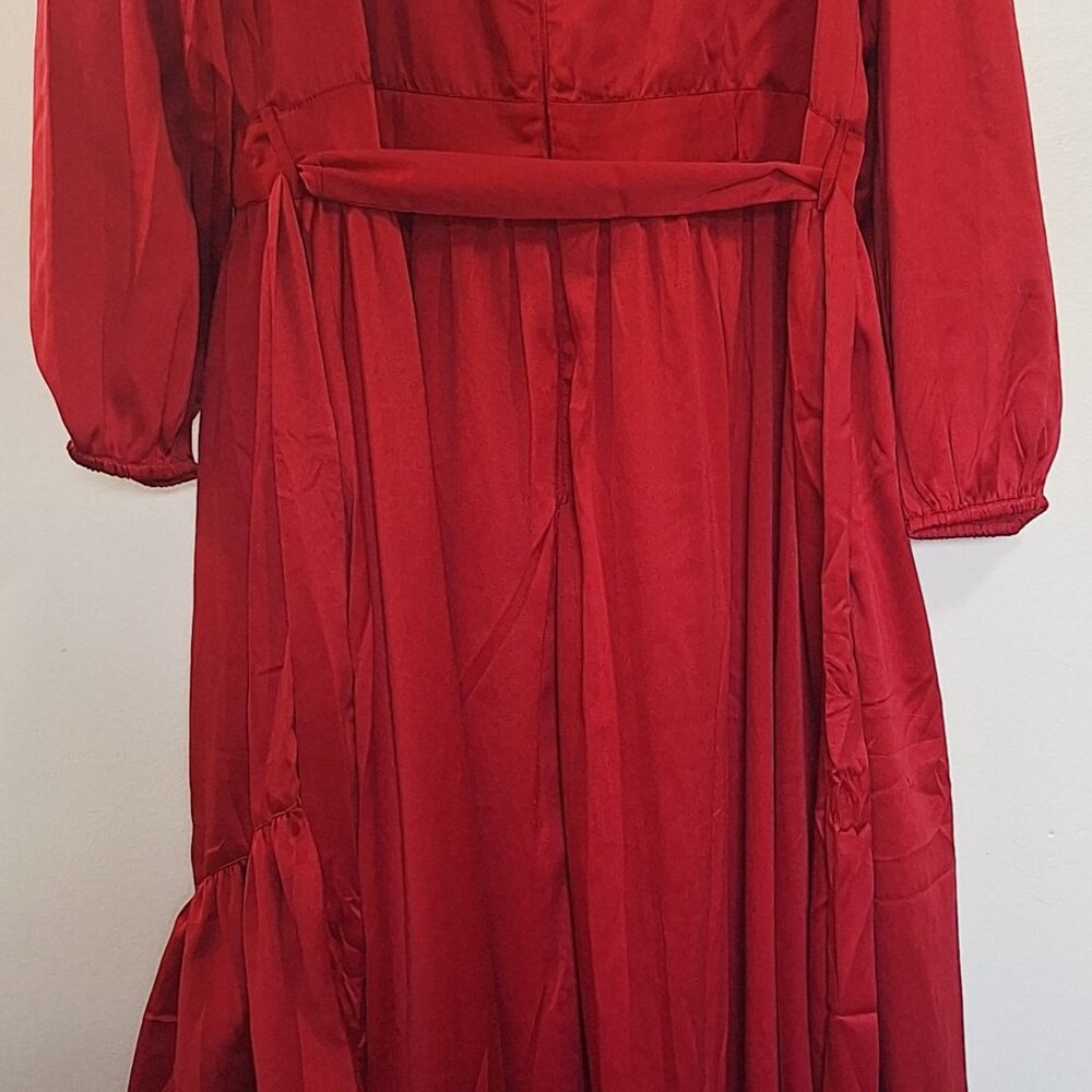 NWT Ivey City Co Mi Amor belted long sleeve red dress size XL party formal - Picture 8 of 12